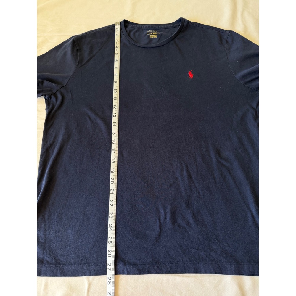Polo Ralph Lauren‎ Mens Navy Blue Short Sleeve Crew Neck T-Shirt Red Pony Large - Picture 5 of 7
